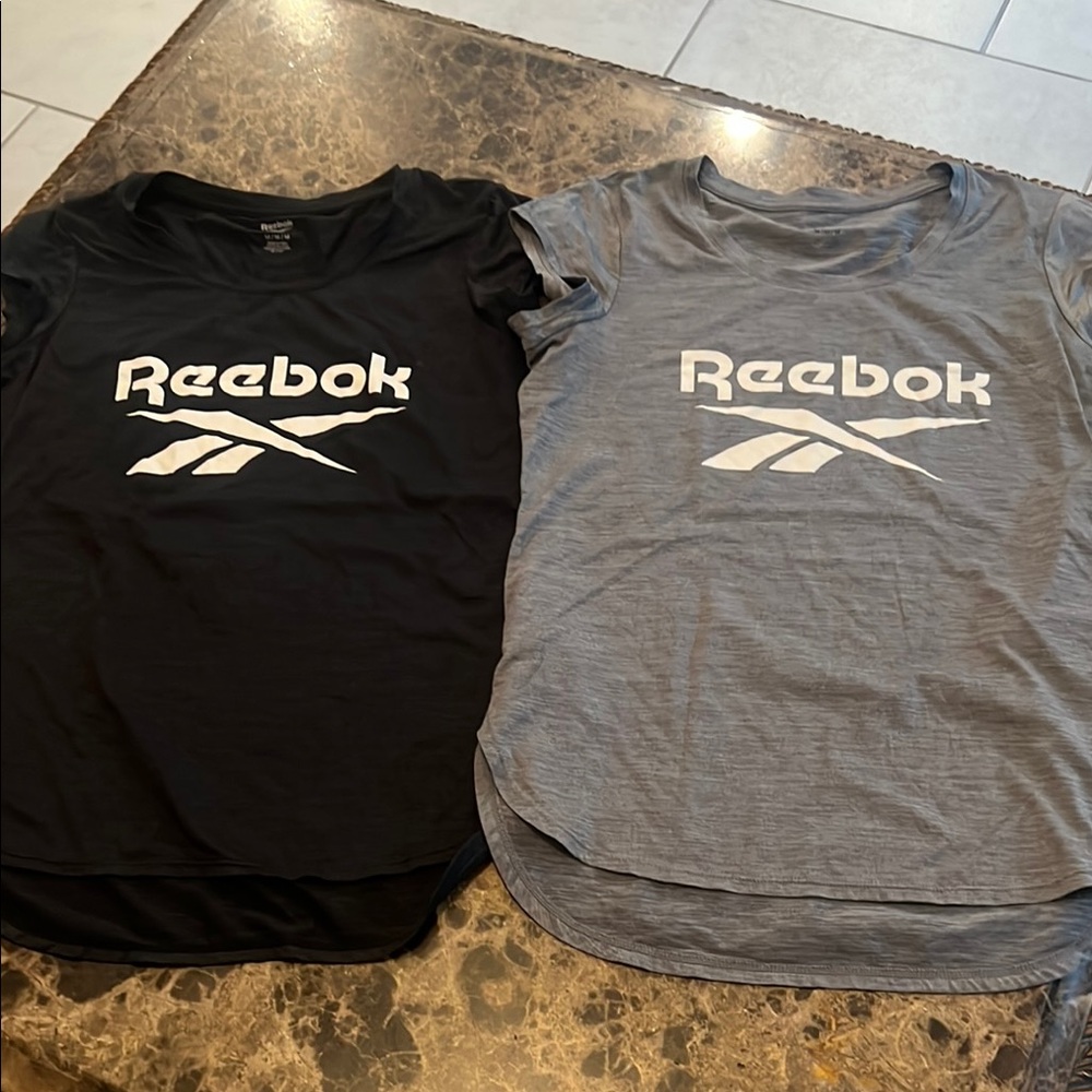 Reebok Logo T-Shirts in Black and Gray